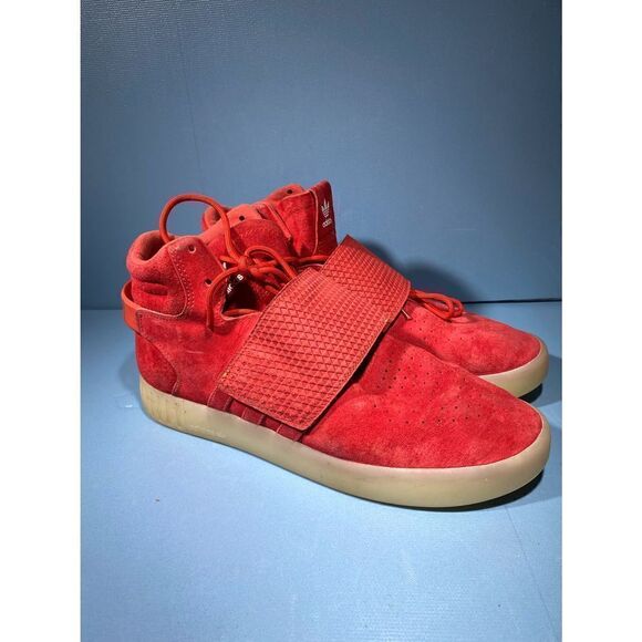 Adidas BB5039 Tubular Invader Red Suede Mid Top Sneaker Shoe Size 10.5 - Picture 3 of 7